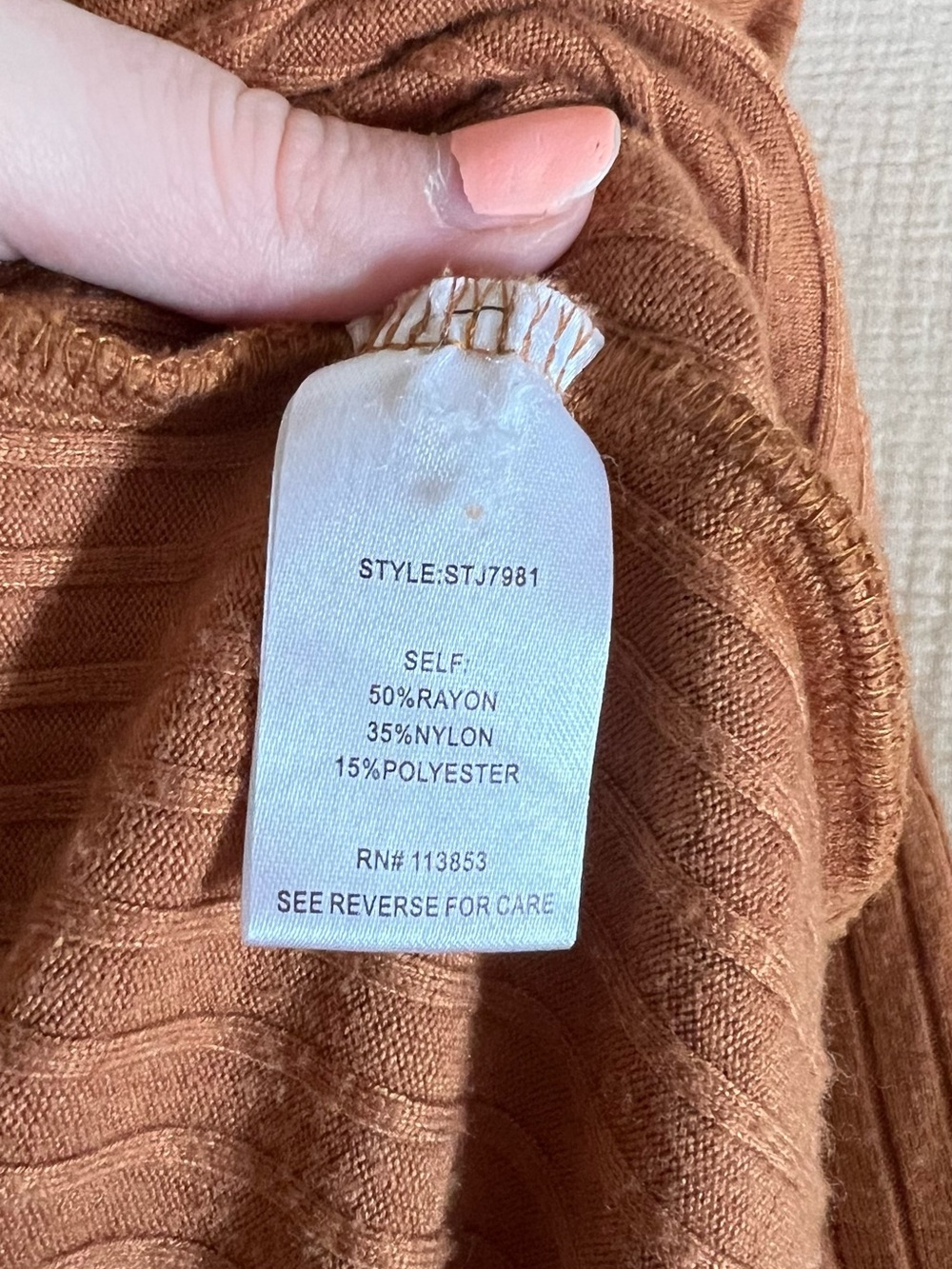 PinkBlush Rust Ribbed Button Front Midi Cardigan Maternity Dress - Picture 5 of 6